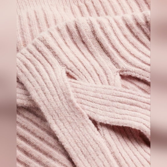 Express V-Neck Balloon Sleeve Criss Cross Cutout Cardigan | Dusty Mauve | XL - Picture 5 of 9